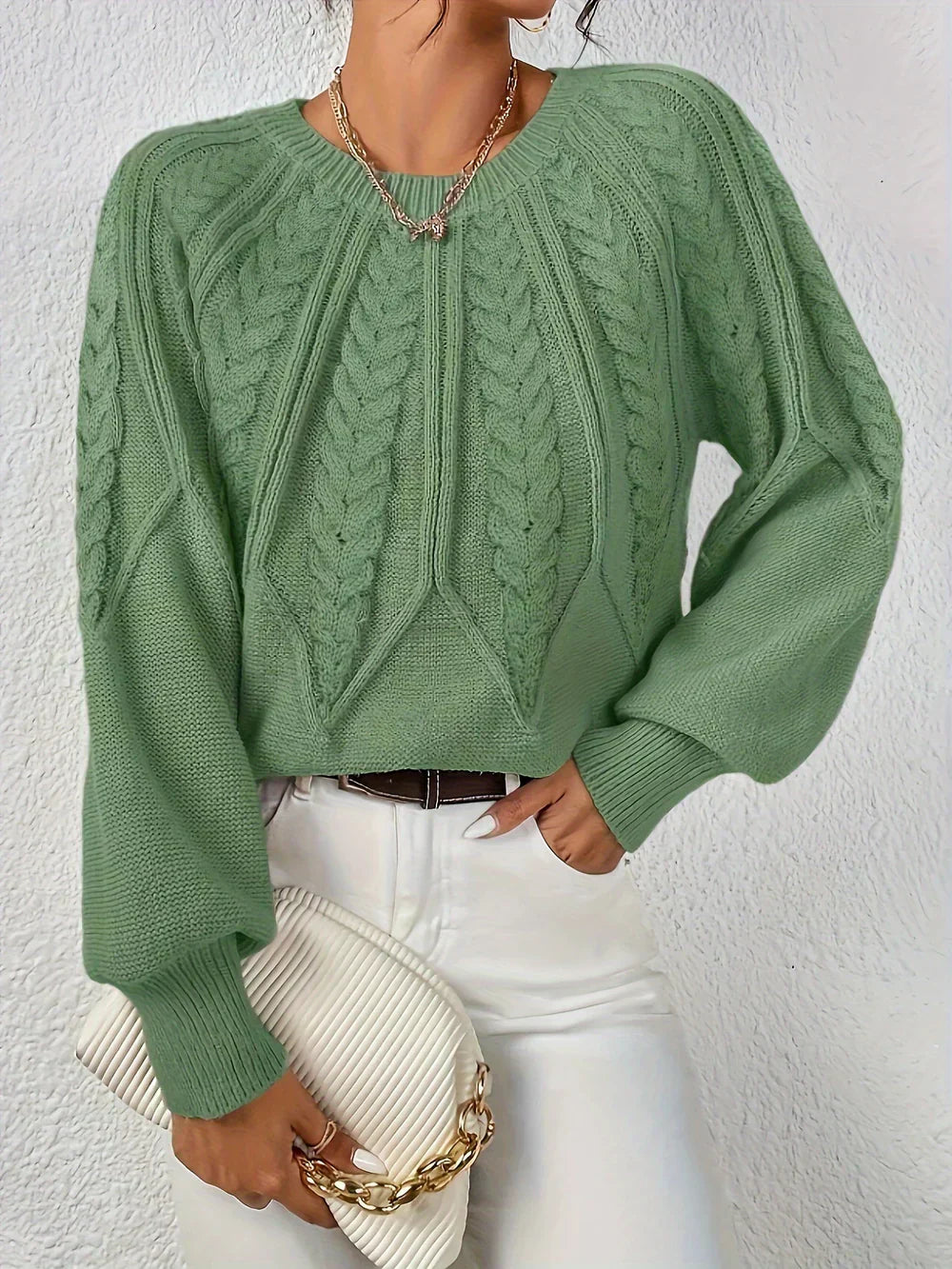 Damski Sweter Dzianinowy Klasyczny Krój Regular Fit