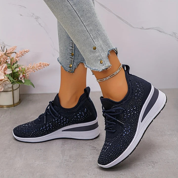 Damskie Sneakersy z Wsparciem Łuku Stopy i Ozdobami z Cyrkonii