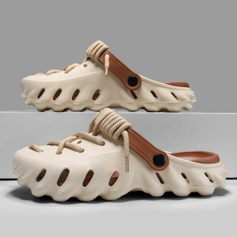 Męskie Klapki Typu Clog z Wiązaniem i Wentylacją z Pianki