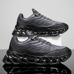 Męskie Sneakersy z Cholewką z Siatki i Grubą Podeszwą PU