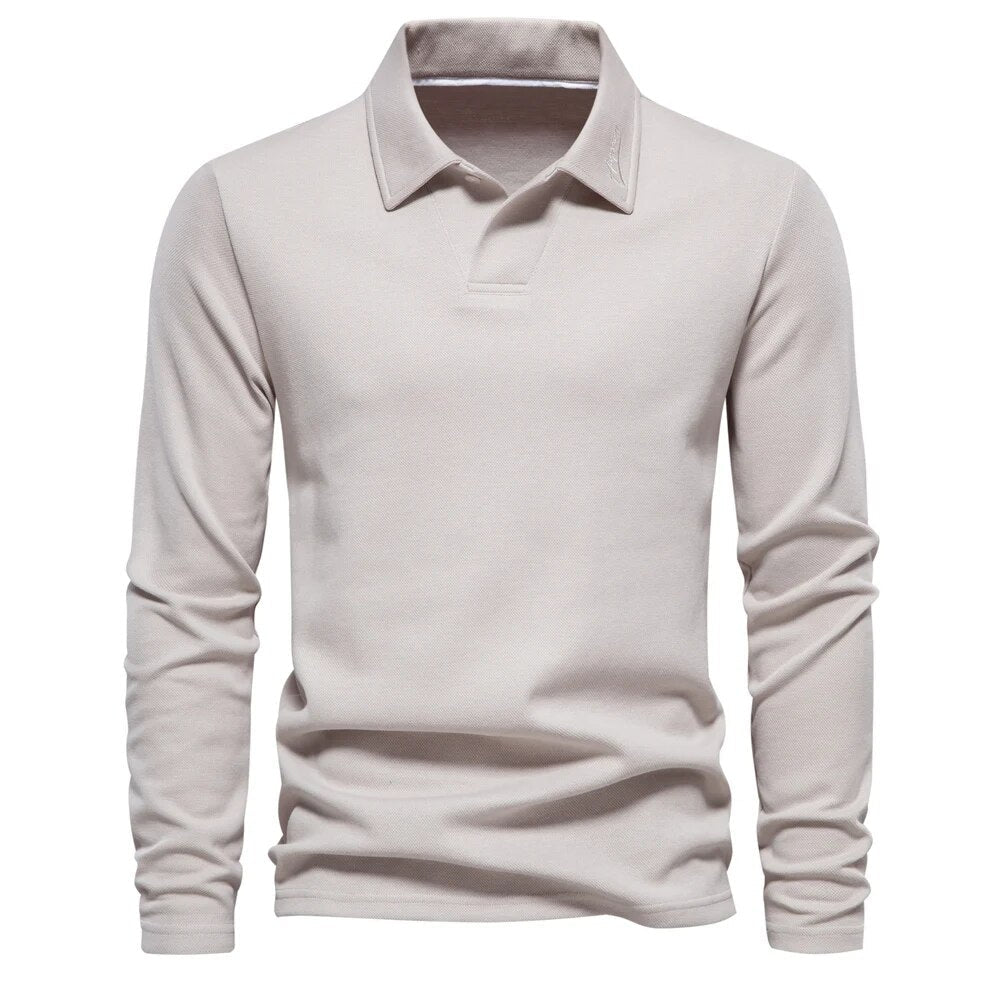 Męski Sweter Polo Z Długim Rękawem I Klasycznym Kołnierzykiem