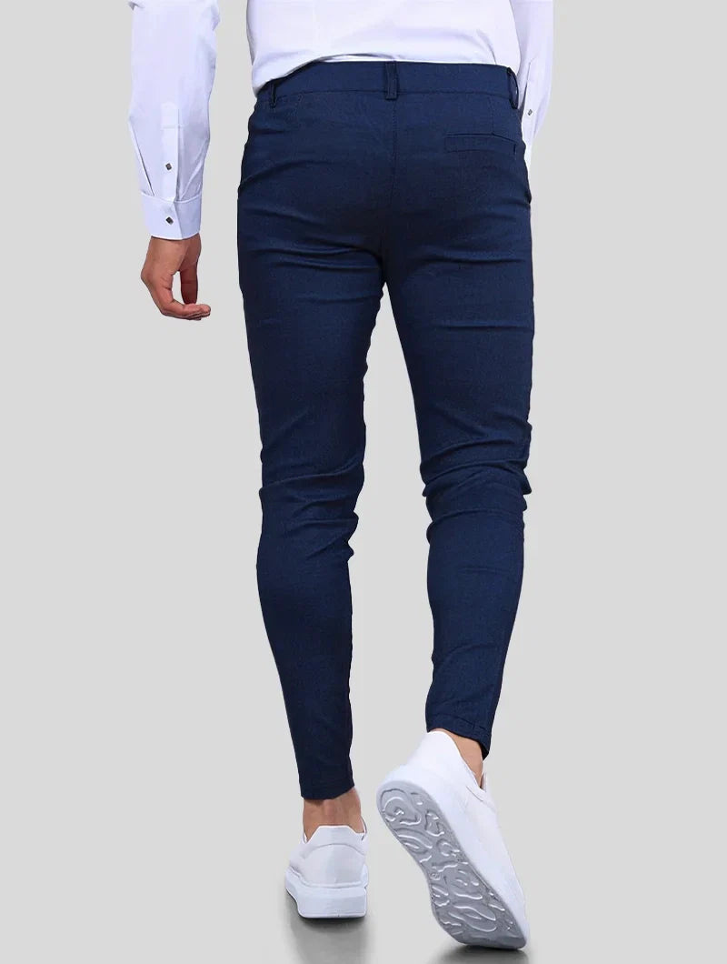 Spodnie Męskie Stretch Slim Fit Four Way Stretch Niebieskie