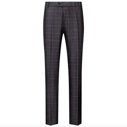 Spodnie Garniturowe Meskie Slim Fit Granatowe Tweedowe