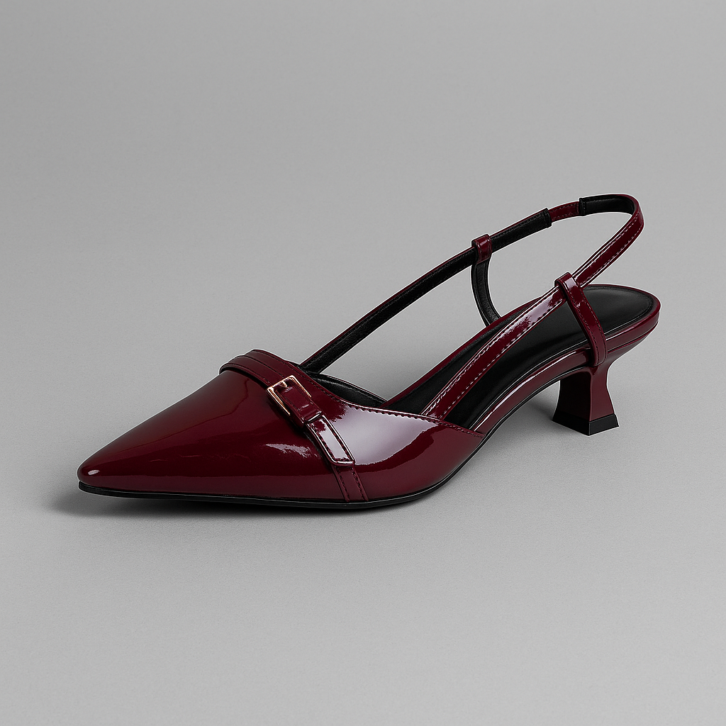 Damskie Czółenka Slingback ze Szpiczastym Noskiem i Średnim Obcasem
