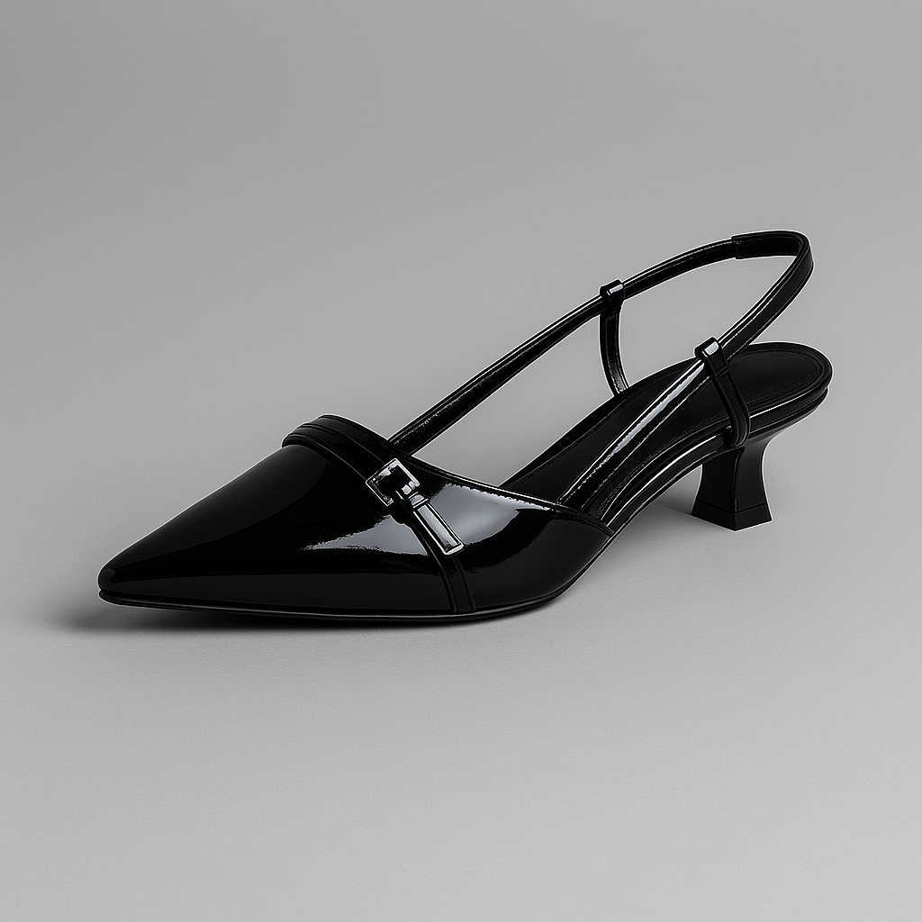Damskie Czółenka Slingback ze Szpiczastym Noskiem i Średnim Obcasem