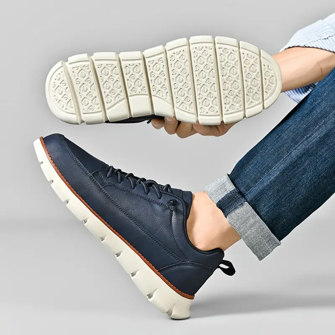 Męskie Sneakersy Niskie z Gładką Cholewką i Sznurowaniem
