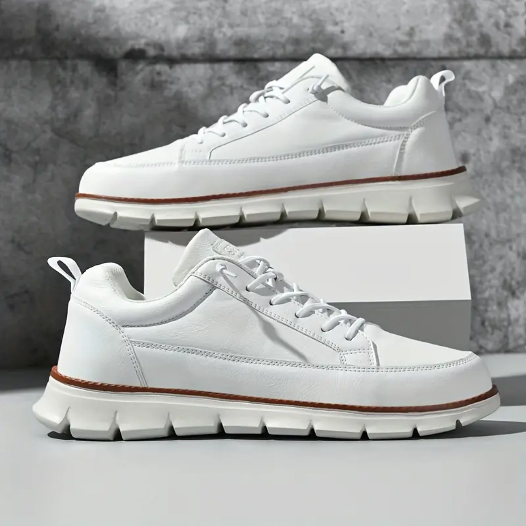 Męskie Sneakersy Niskie z Gładką Cholewką i Sznurowaniem
