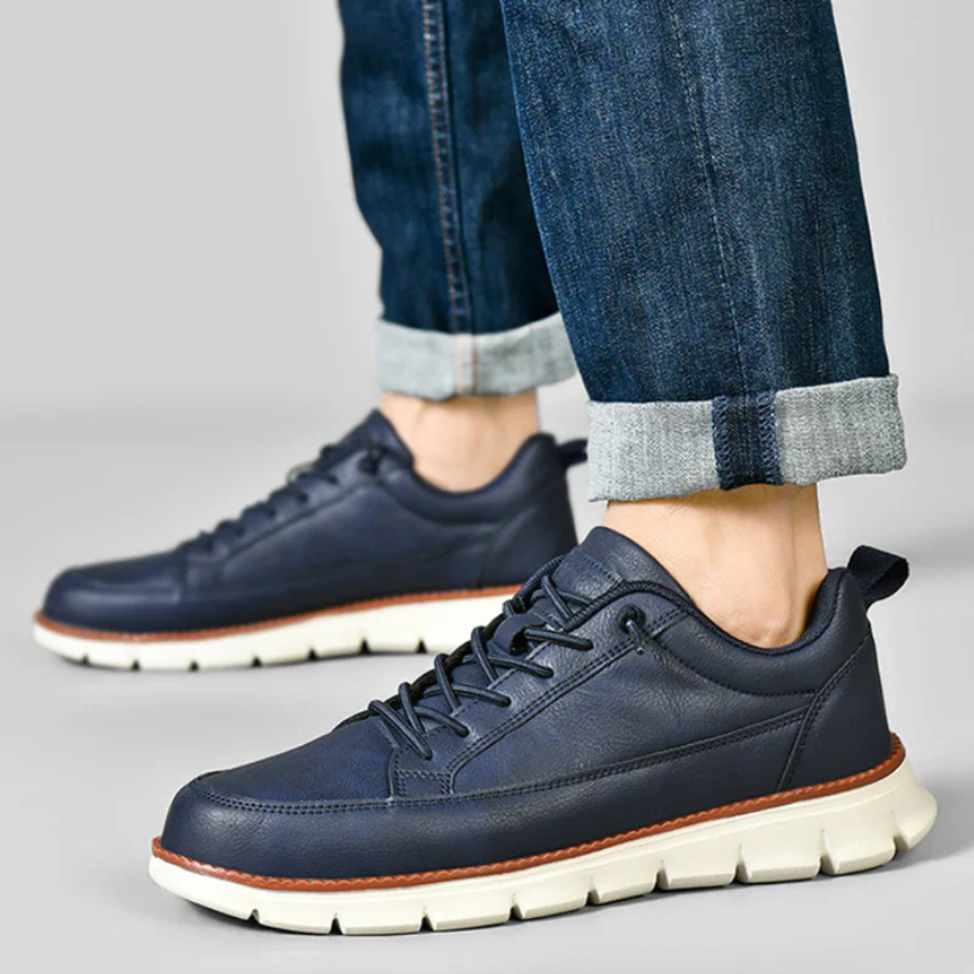 Męskie Sneakersy Niskie z Gładką Cholewką i Sznurowaniem