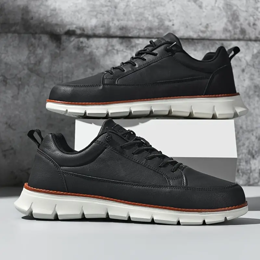 Męskie Sneakersy Niskie z Gładką Cholewką i Sznurowaniem