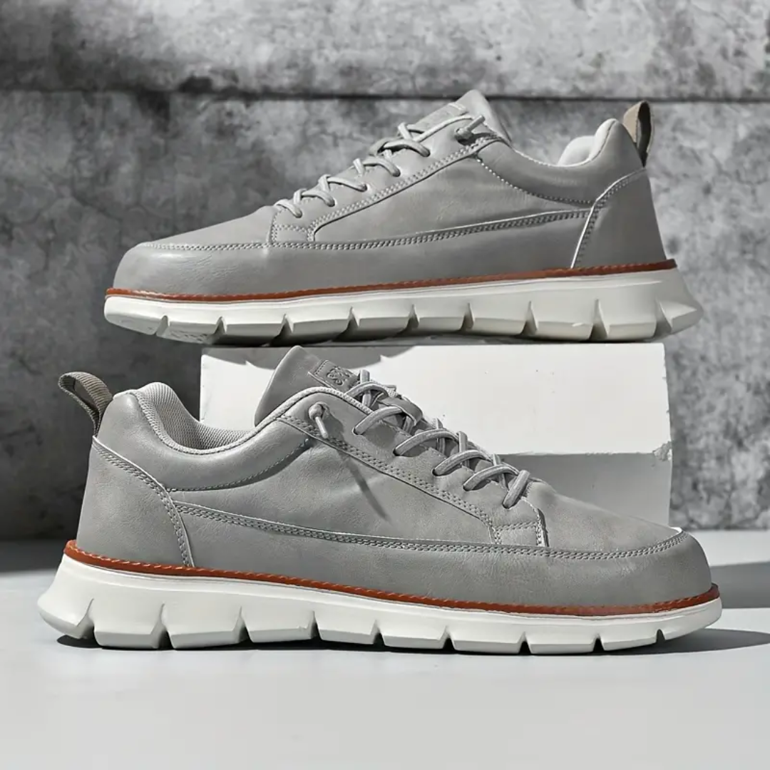 Męskie Sneakersy Niskie z Gładką Cholewką i Sznurowaniem