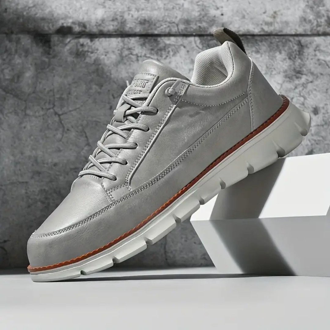Męskie Sneakersy Niskie z Gładką Cholewką i Sznurowaniem