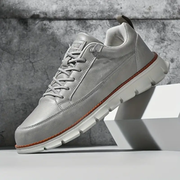 Męskie Sneakersy Niskie z Gładką Cholewką i Sznurowaniem
