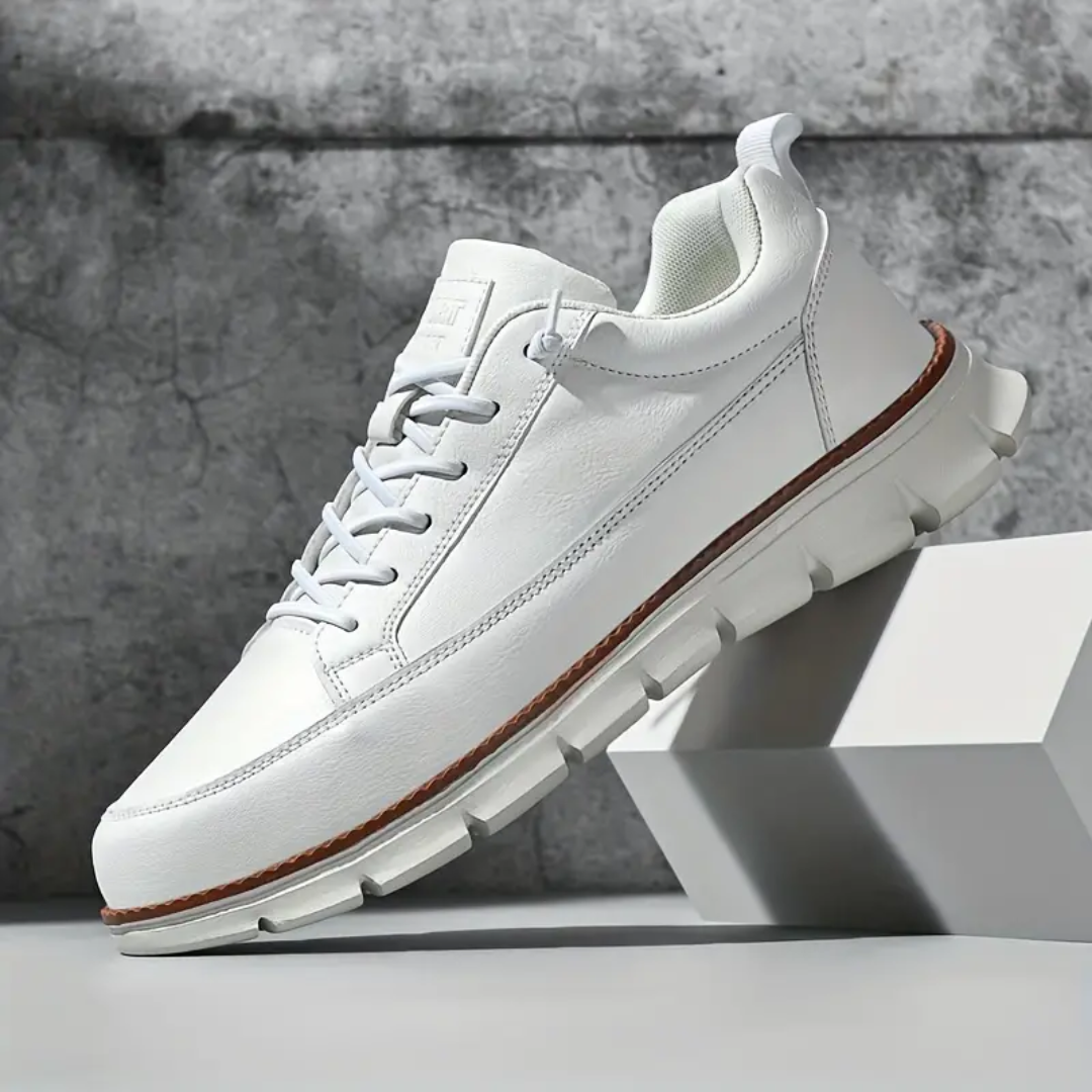Męskie Sneakersy Niskie z Gładką Cholewką i Sznurowaniem