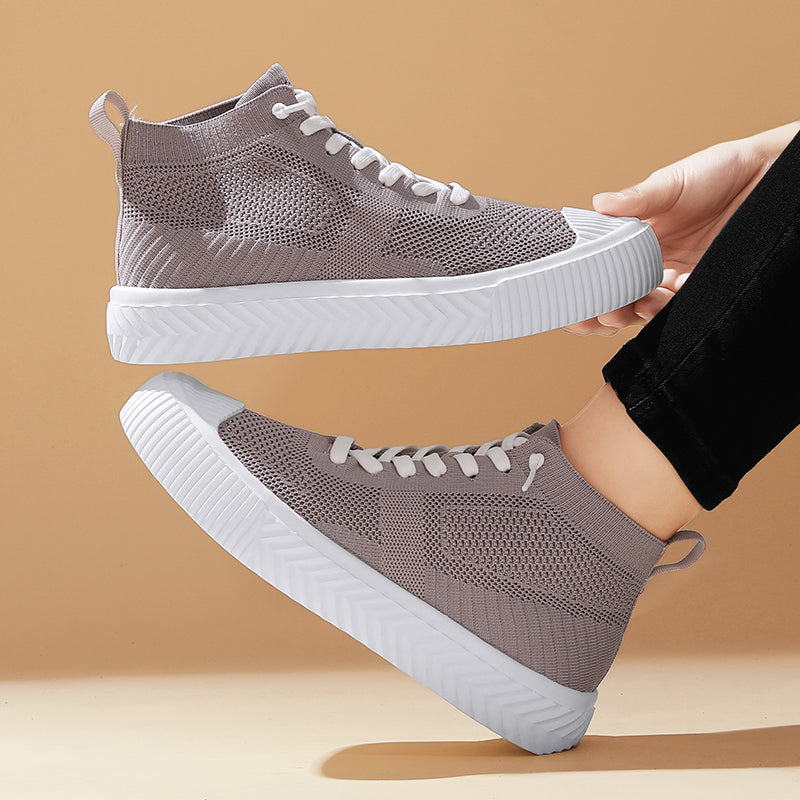 Męskie Sneakersy Wysokie Dzianinowe z Wkładką Ortopedyczną i Systemem Bez Wiązania