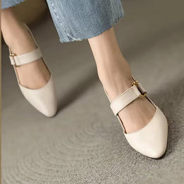 Damskie Buty Na Obcasie Typu Slingback Z Noskiem W Szpic, Regulowany Pasek, Zlote Detale
