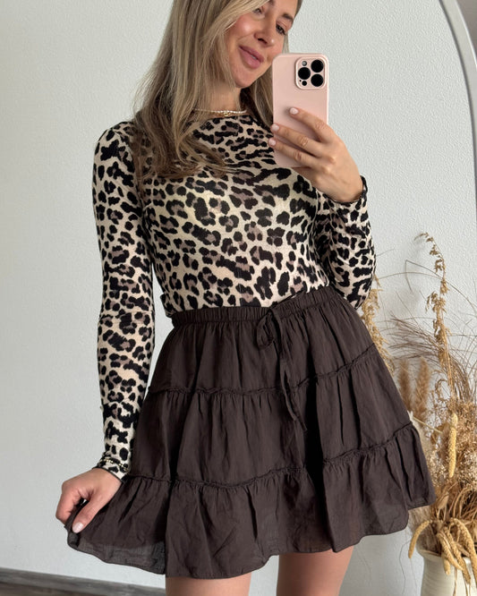 Damski Brązowy Skort z Elastycznym Pasem