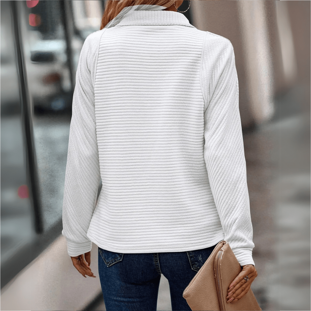 Damska Bluza Half Zip Teksturowane Wykończenie Luźny Krój