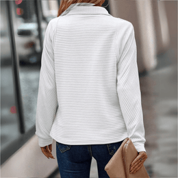 Damska Bluza Half Zip Teksturowane Wykończenie Luźny Krój