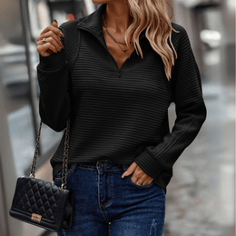 Damska Bluza Half Zip Teksturowane Wykończenie Luźny Krój