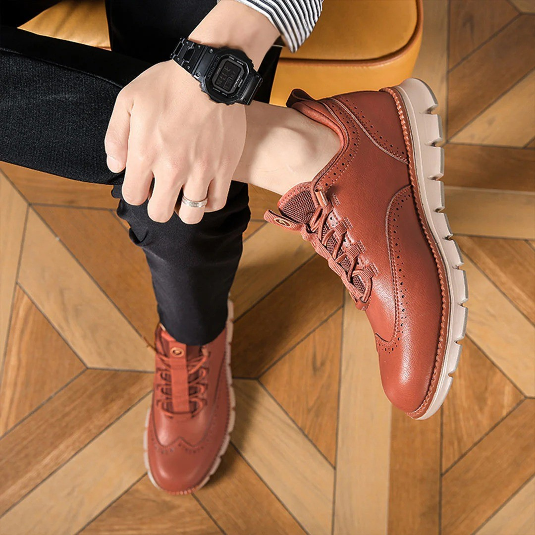Męskie Buty Oxford Ze Sznurowaniem I Wkładką Memory Foam