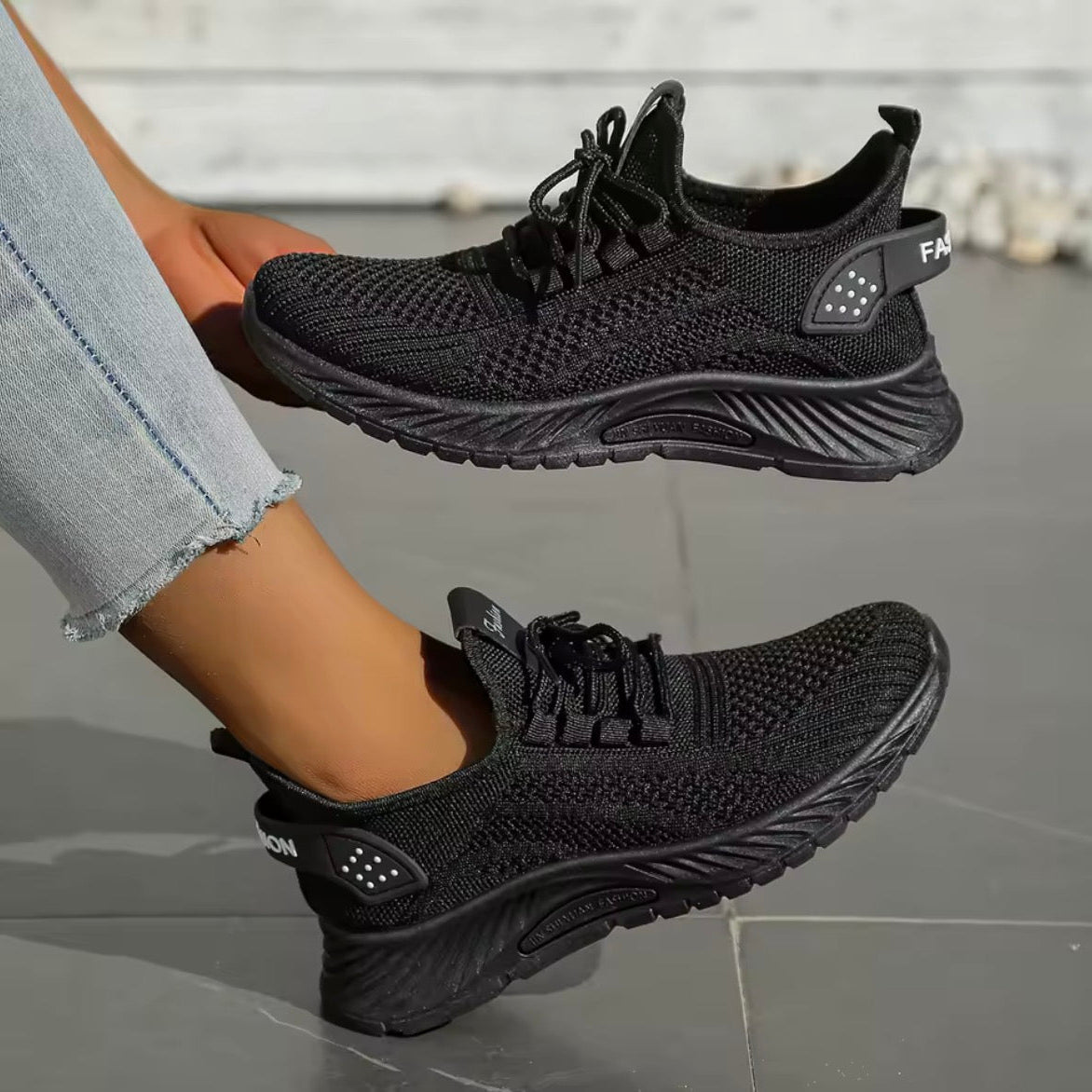 Damskie Buty do Biegania z Oddychającą Dzianiną i Amortyzowaną Podeszwą Falistą