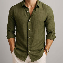 Meska Letnia Koszula Zapinana Na Guziki, Zaokraglony Dol, Luzny Kroj