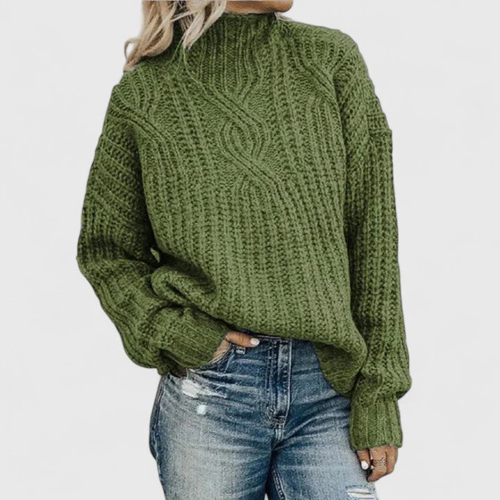 Damski Sweter Dzianinowy Ze Wzorem Warkoczowym I Luźnym Krojem