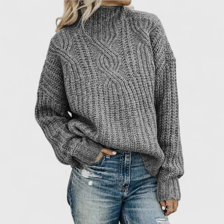 Damski Sweter Dzianinowy Ze Wzorem Warkoczowym I Luźnym Krojem