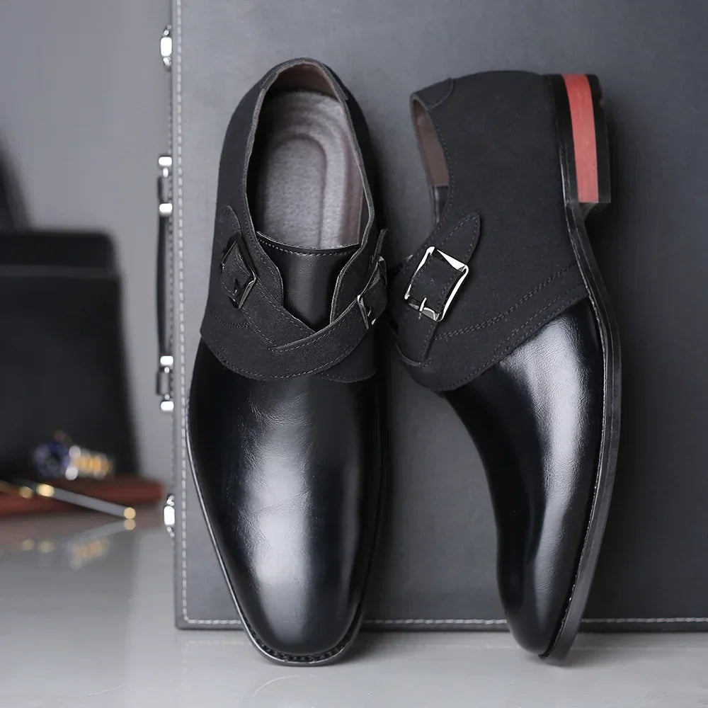 Męskie Buty Typu Derby, Wsuwane, Z Klamrą, Amortyzującą Wkładką, Gumową Podeszwą Zewnętrzną