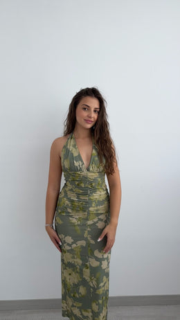 Damska Sukienka Midi Khaki One Size z Regulacją – Fason Rozkloszowany