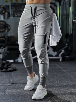 Męskie Spodnie Sportowe Stretch Elastyczny Pas Zwężane Nogawki