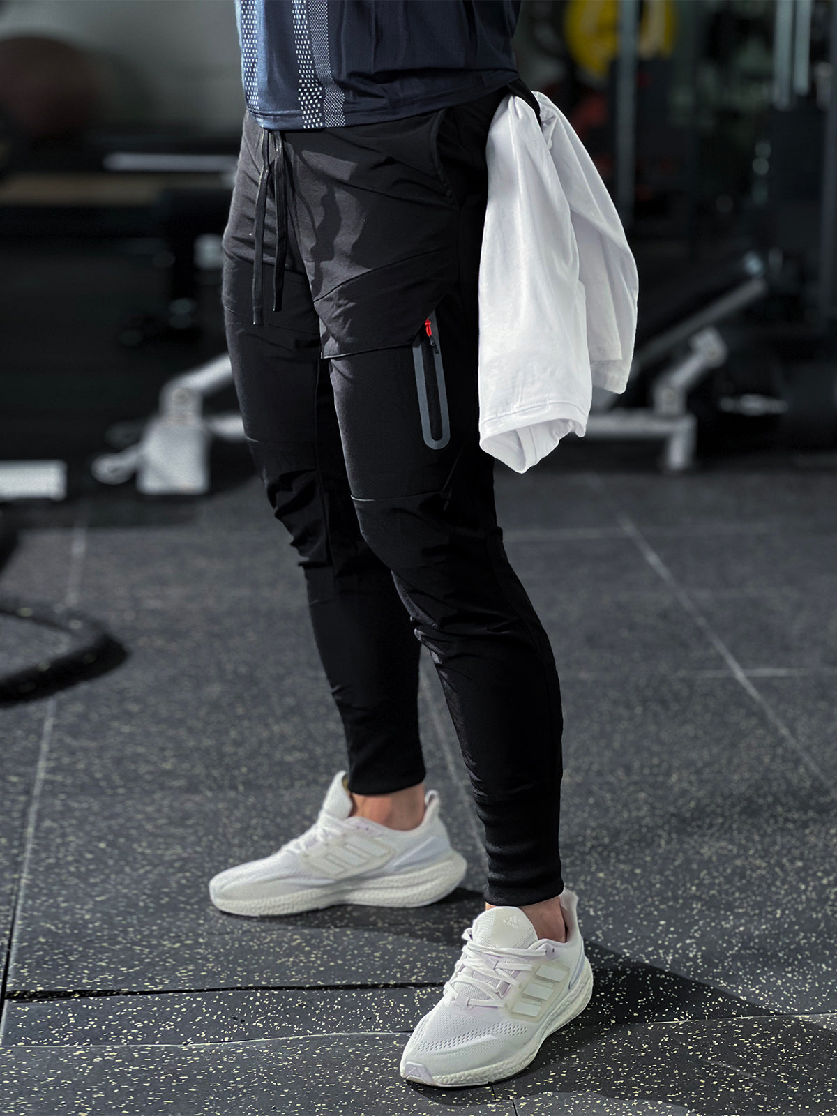 Męskie Spodnie Sportowe Stretch Elastyczny Pas Zwężane Nogawki