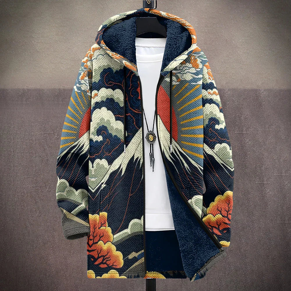 Damska Kurtka Jesienna Fleece Z Artystycznym Printem