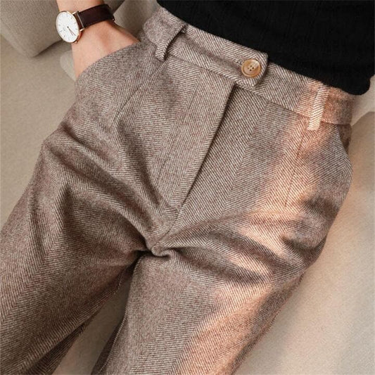 Męskie Spodnie Slim Fit z Prostą Nogawką i Kieszeniami Bocznymi