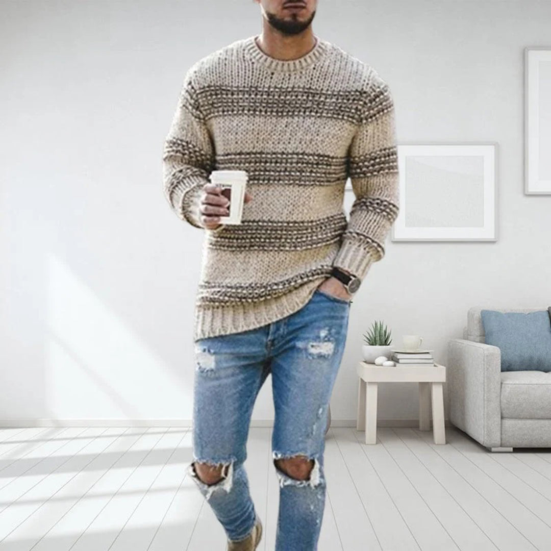 Męski Sweter Dzianinowy W Paski