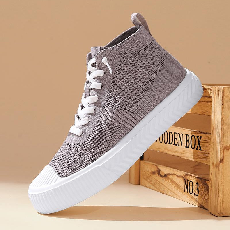 Męskie Sneakersy Wysokie Dzianinowe z Wkładką Ortopedyczną i Systemem Bez Wiązania