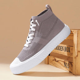 Męskie Sneakersy Wysokie Dzianinowe z Wkładką Ortopedyczną i Systemem Bez Wiązania
