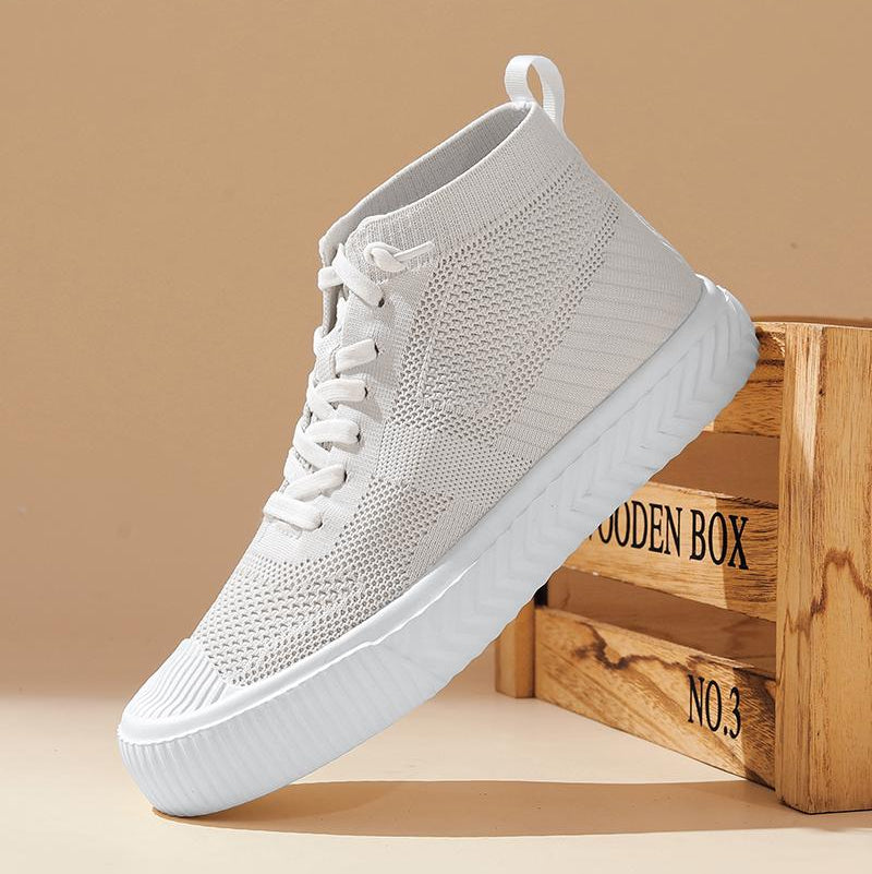 Męskie Sneakersy Wysokie Dzianinowe z Wkładką Ortopedyczną i Systemem Bez Wiązania