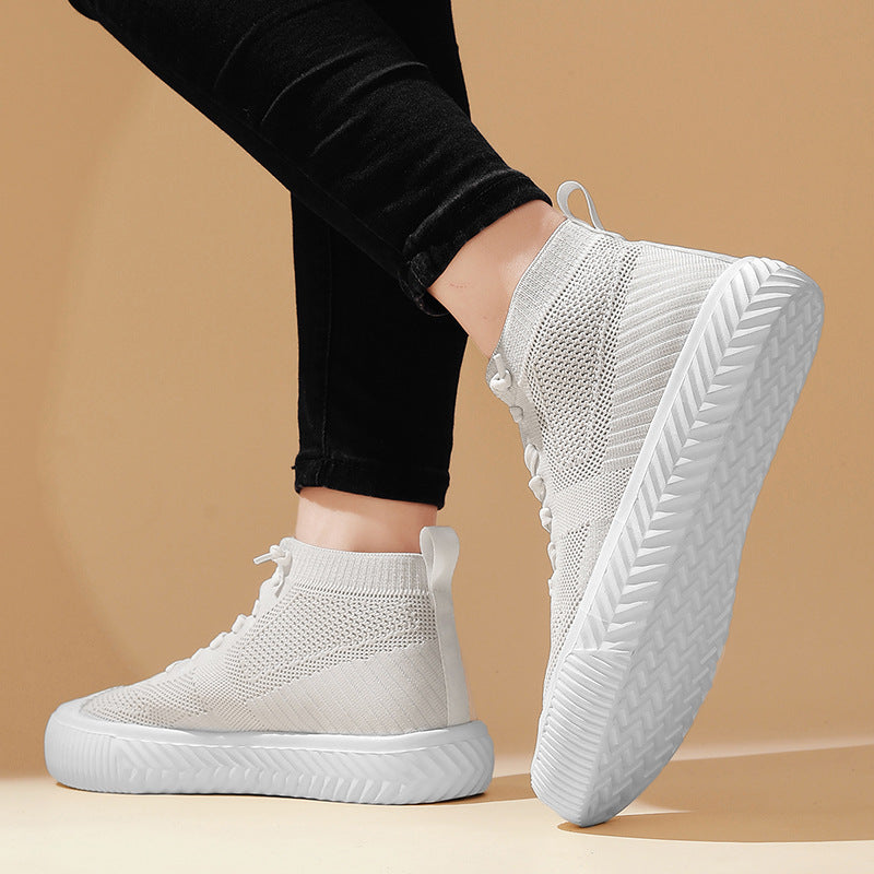 Męskie Sneakersy Wysokie Dzianinowe z Wkładką Ortopedyczną i Systemem Bez Wiązania