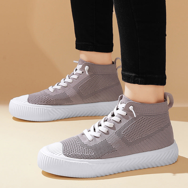 Męskie Sneakersy Wysokie Dzianinowe z Wkładką Ortopedyczną i Systemem Bez Wiązania