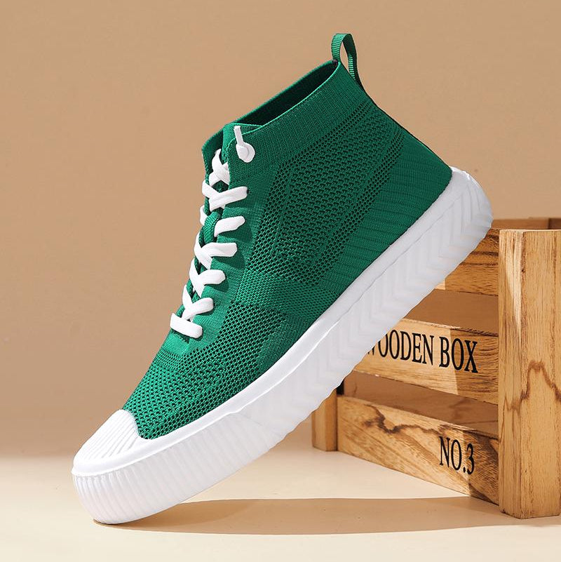 Męskie Sneakersy Wysokie Dzianinowe z Wkładką Ortopedyczną i Systemem Bez Wiązania