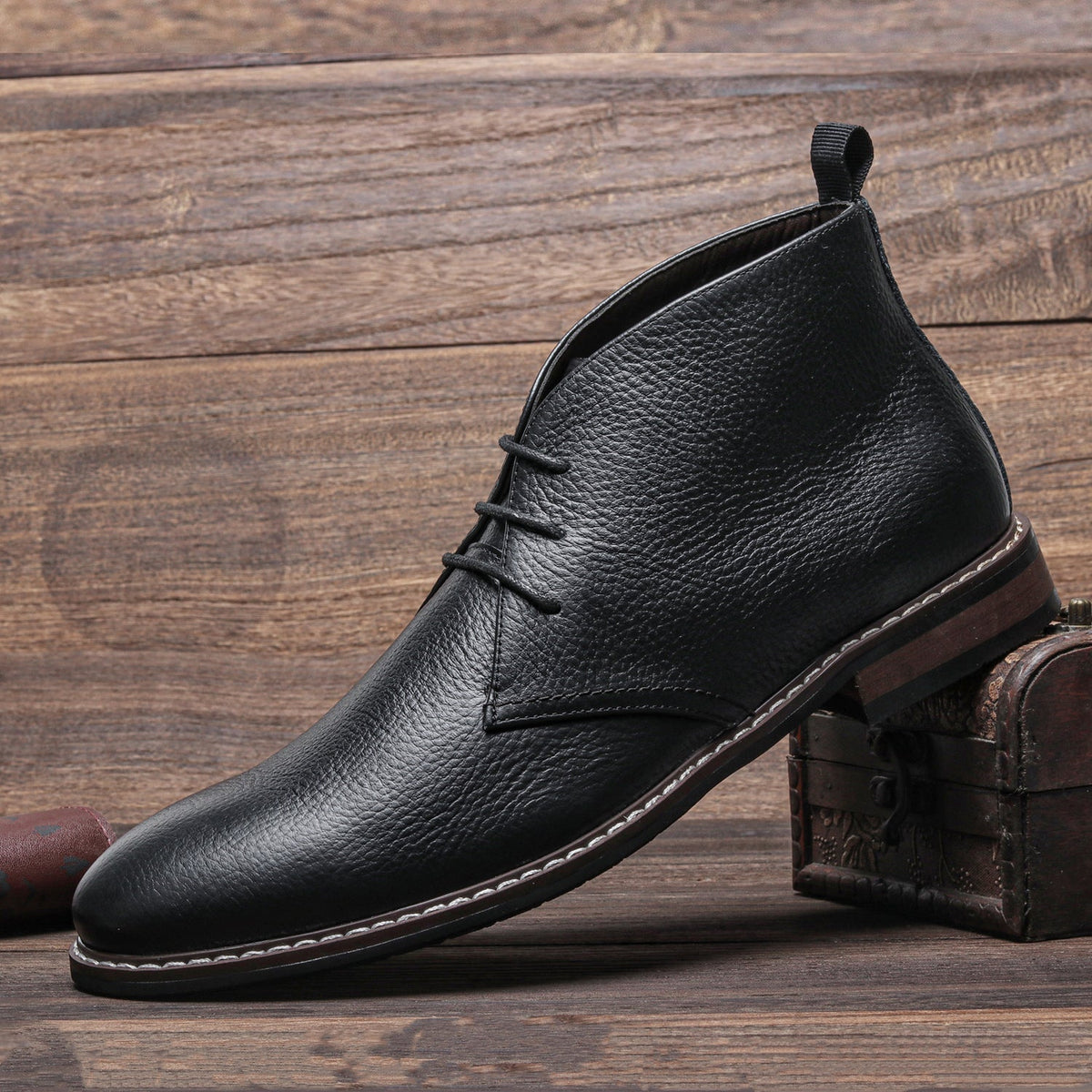 Męskie Buty Typu Chukka Szyte Ręcznie Z Amortyzowaną Wkładką I Gumową Podeszwą Zewnętrzną