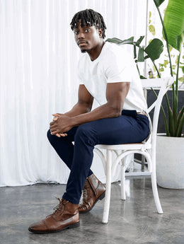 Spodnie Męskie Stretch Slim Fit Four Way Stretch Niebieskie