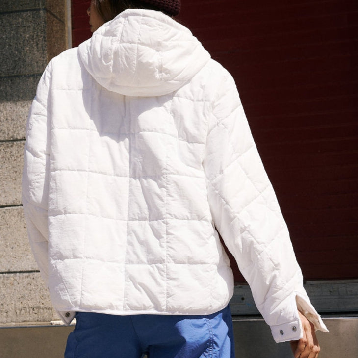 Damska Zimowa Pikowana Bluza Pullover Z Kapturem