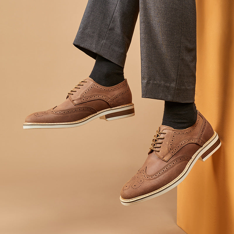 Męskie Buty Sznurowane z Wingtips i Ażurowymi Detalami (Brogue)