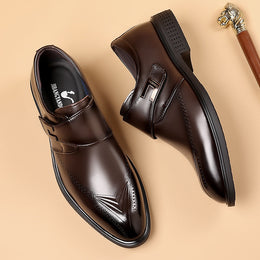 Męskie Buty Typu Oxford Slip-On Z Klamrą I Perforowanym Noskiem