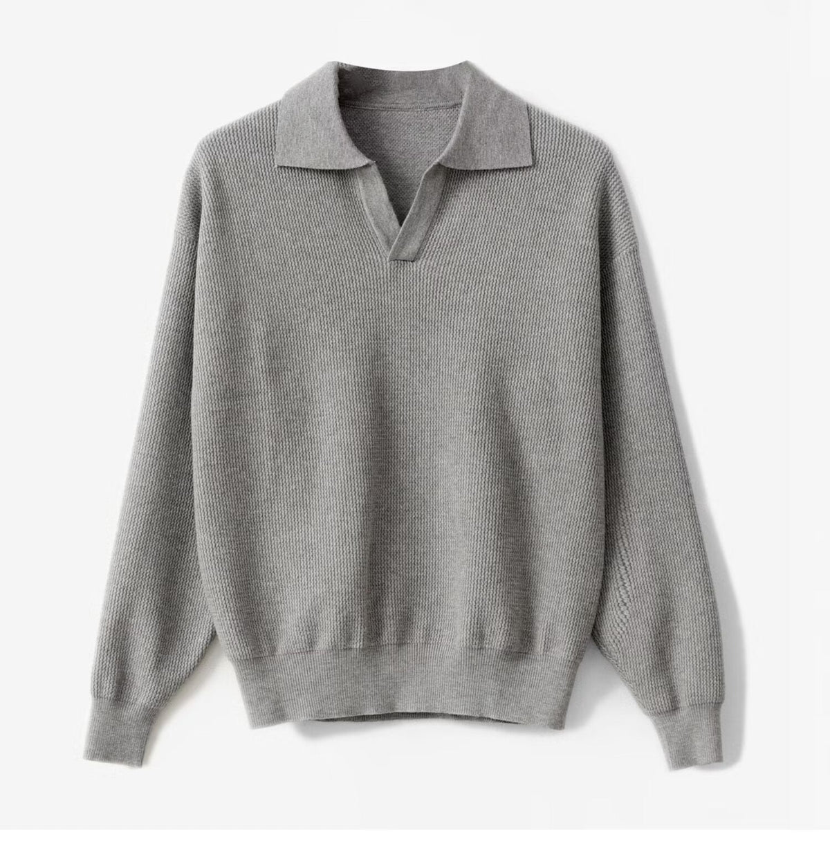 Męski Pulower z Długim Rękawem – Slim Fit, Jednolity Kolor