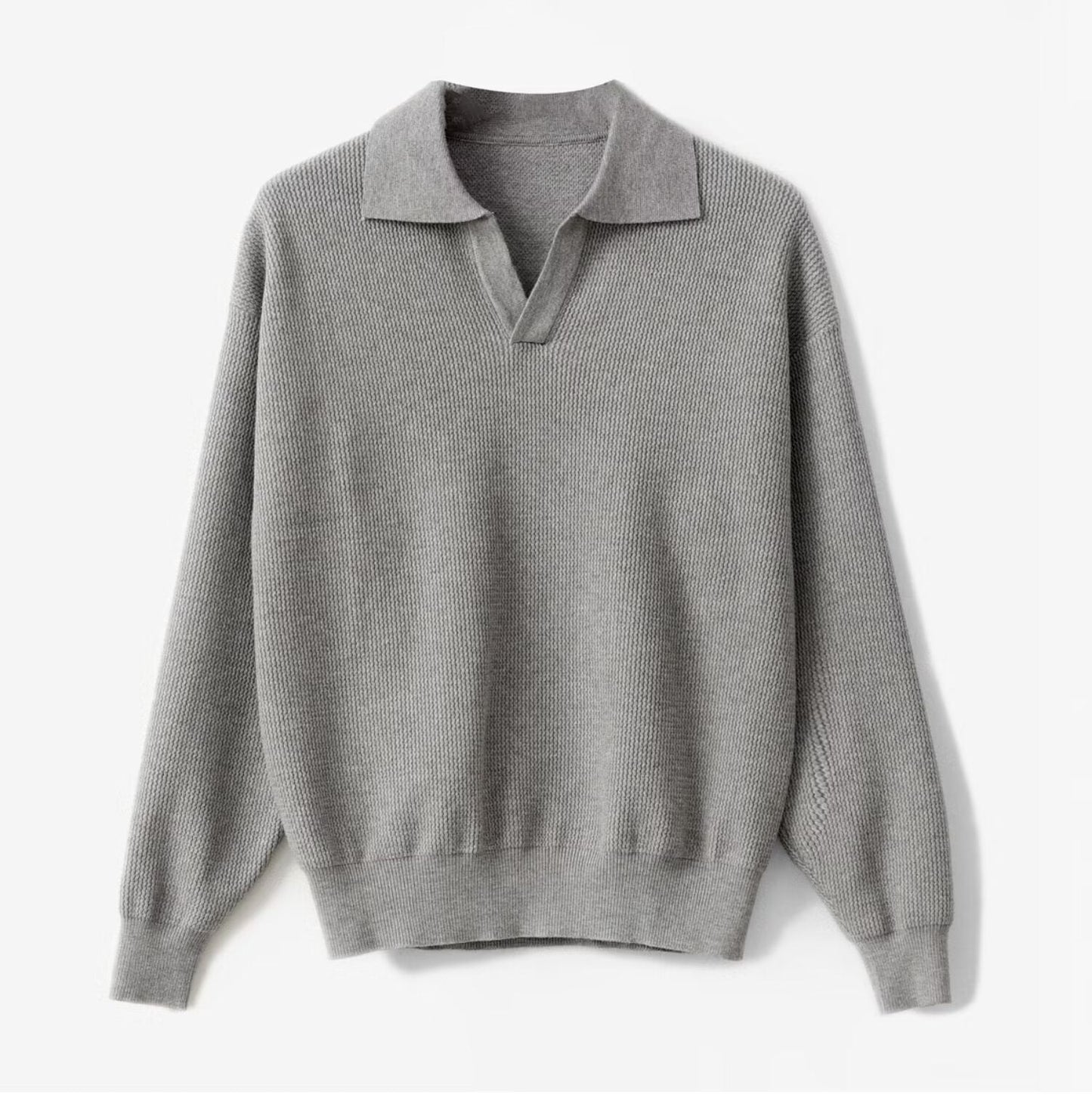 Męski Pulower z Długim Rękawem – Slim Fit, Jednolity Kolor