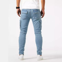 Spodnie Cargo Męskie Z Mieszanki Denimu Ze Stretchem I Wieloma Kieszeniami