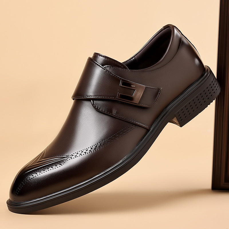 Męskie Buty Typu Oxford Slip-On Z Klamrą I Perforowanym Noskiem